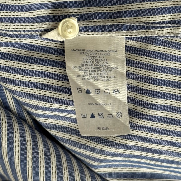 Lands’ End Blue & White Stripe Button-Down Shirt – Size 8 - Picture 10 of 10